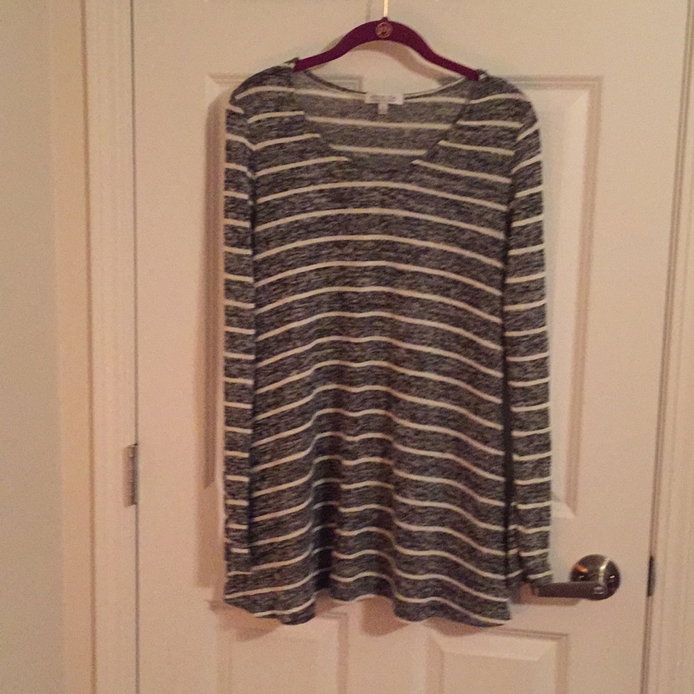 Gray and white striped sweater